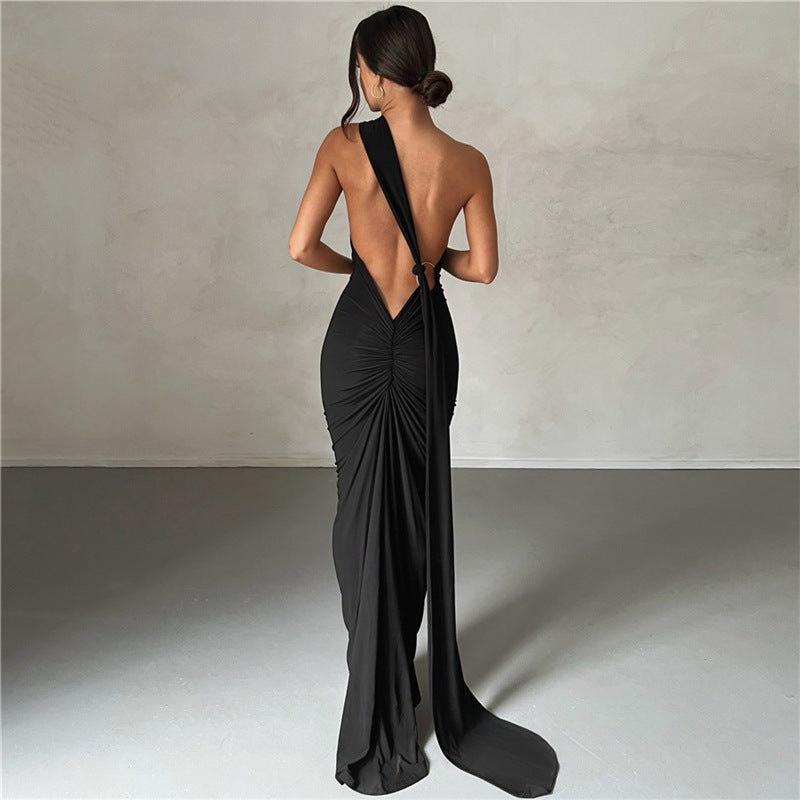 Aurora® | Elegant Long Open Back Slim Ruched Party Wedding Spring Summer 2024 Dress for Women