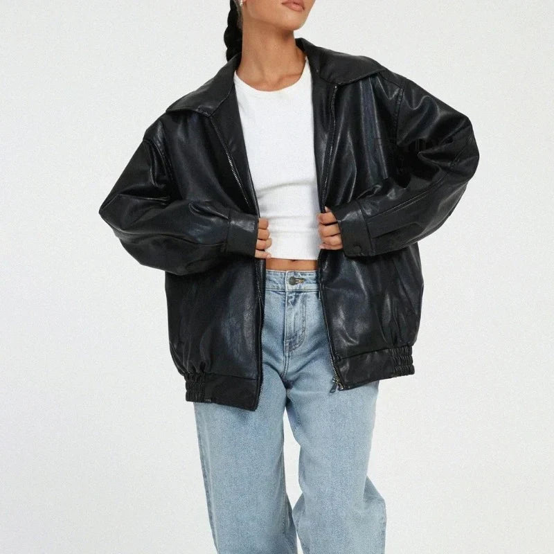 Cassandra® | Oversized women's leather jacket