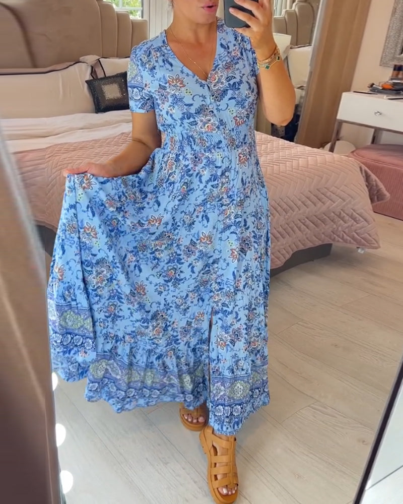 Cristina® | Floral print V-neck dress