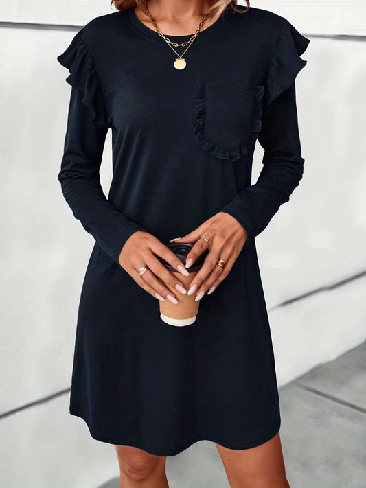 Antonia® | Ruffled, long-sleeved mini dress with a crew neck