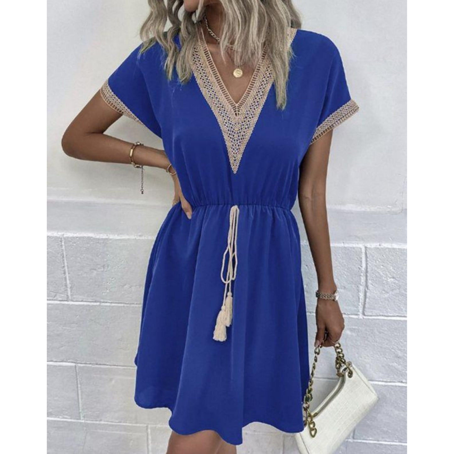 Doris® | Women's mini dress with tassel and drawstring waist