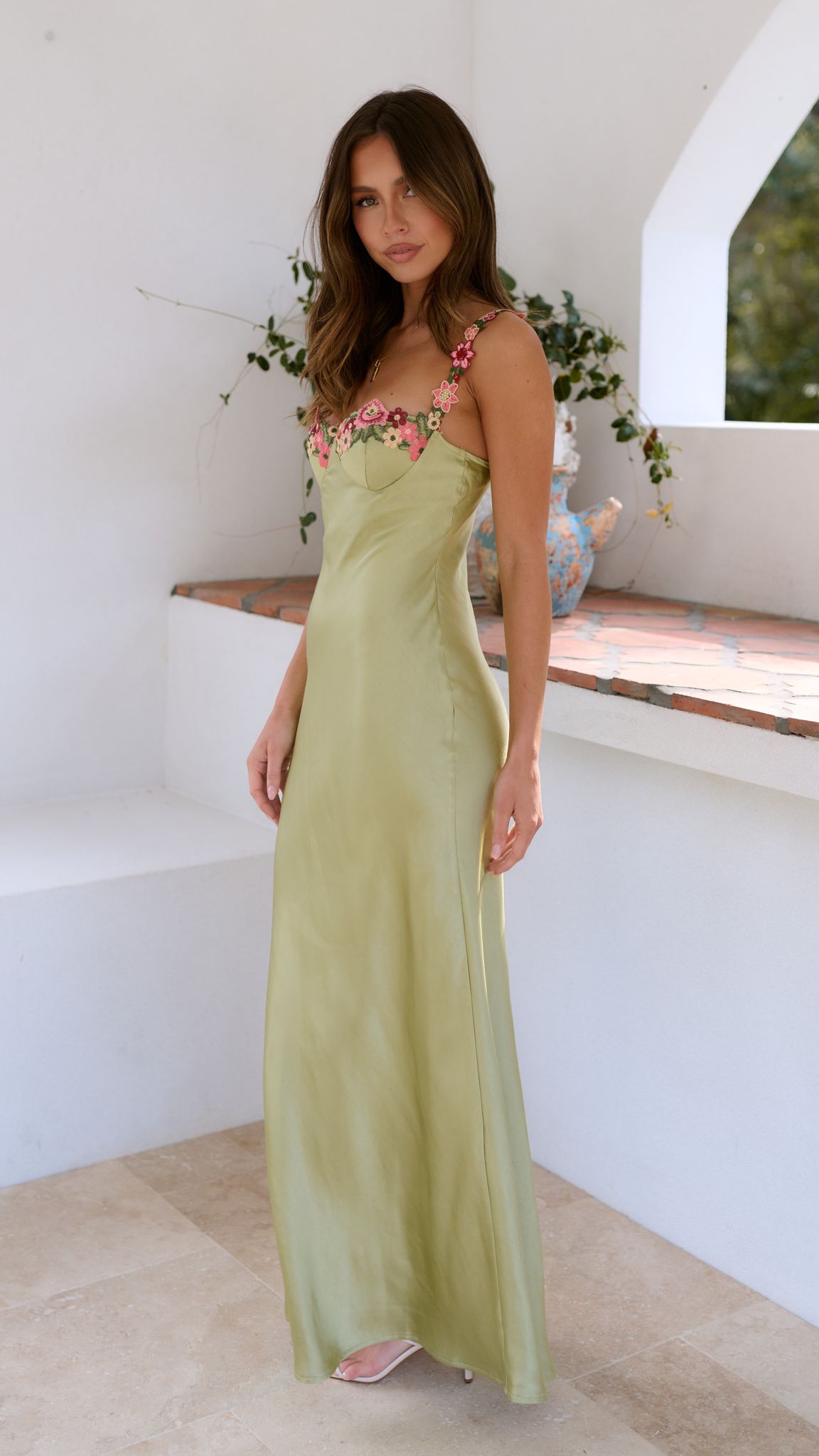 Carol | Women’s Floral Embroidered Maxi Dress with Elegant Flow