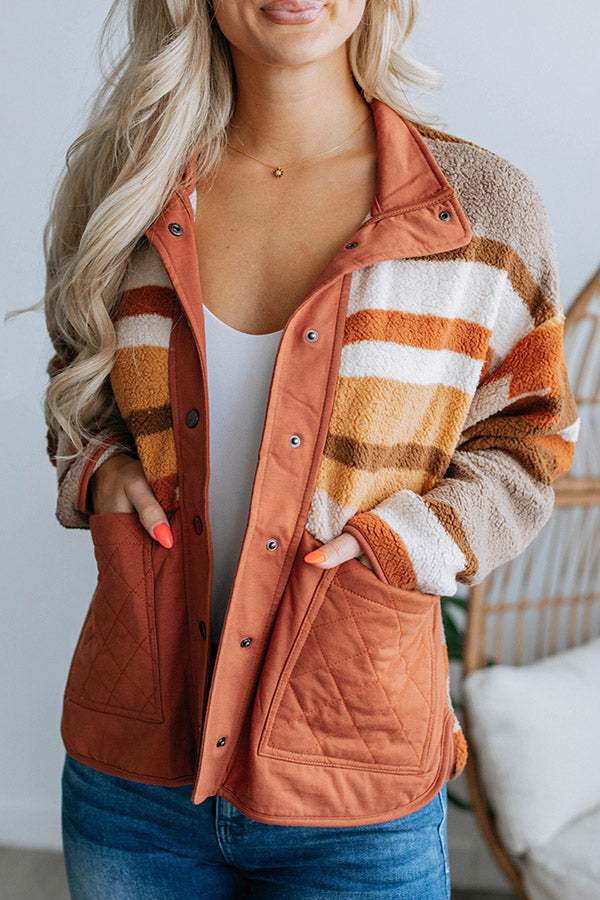 Carmen® | Striped contrasting casual loose long-sleeved fur coat