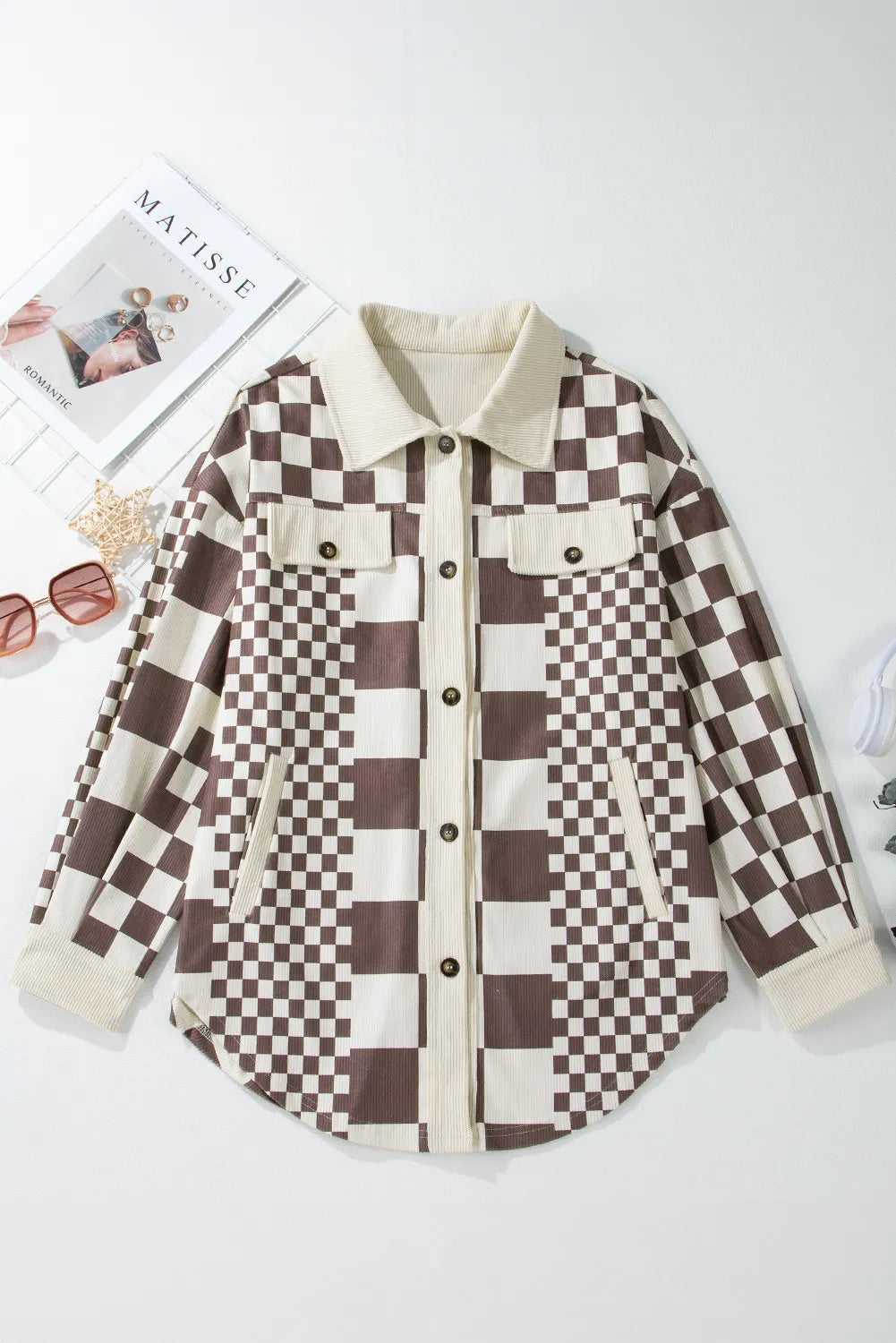 Ariadna® | Checked button-down jacket with pockets and long sleeves