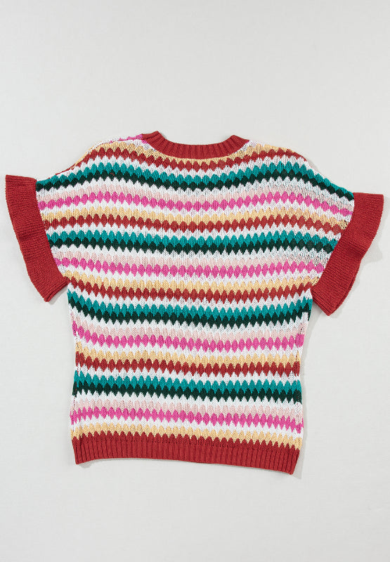 Delia® | Contrast short sleeve sweater with a crew neck
