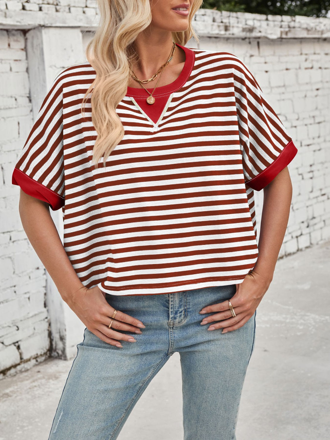 Dolores® | Striped short-sleeved crew-neck t-shirt
