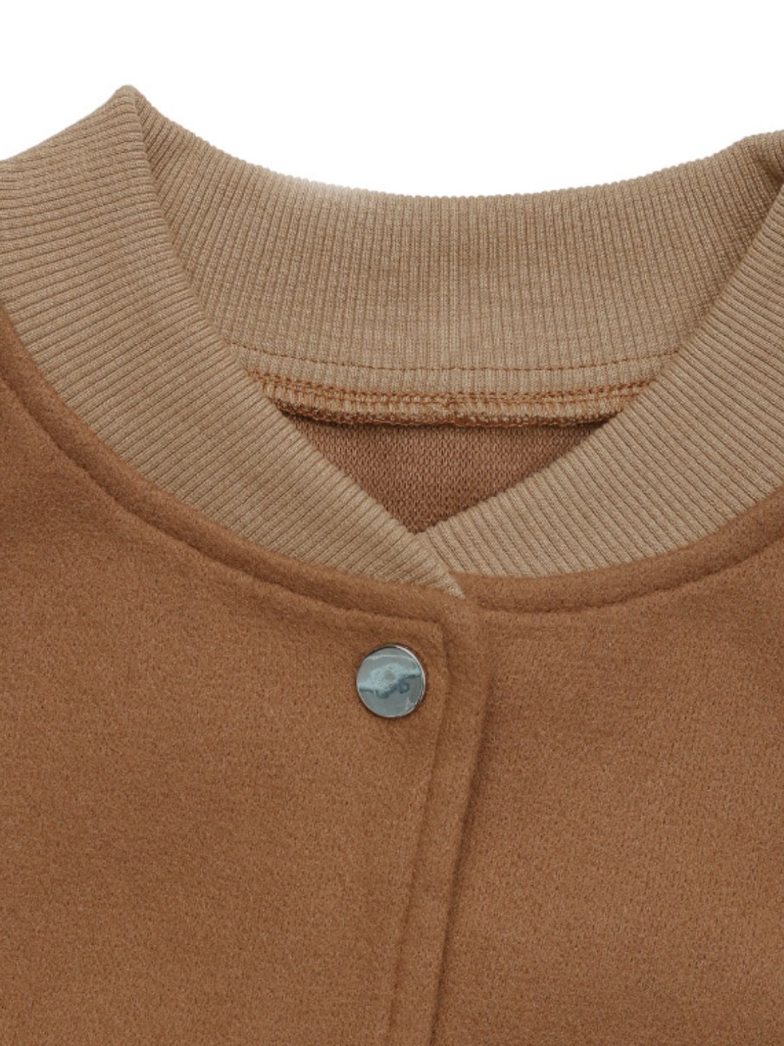 Araceli® | Perfee Baseball Collar Snap Down Long Sleeve Jacket
