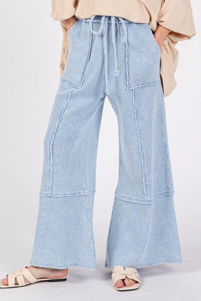 Adeline® | Structured, mineral-washed wide-leg trousers
