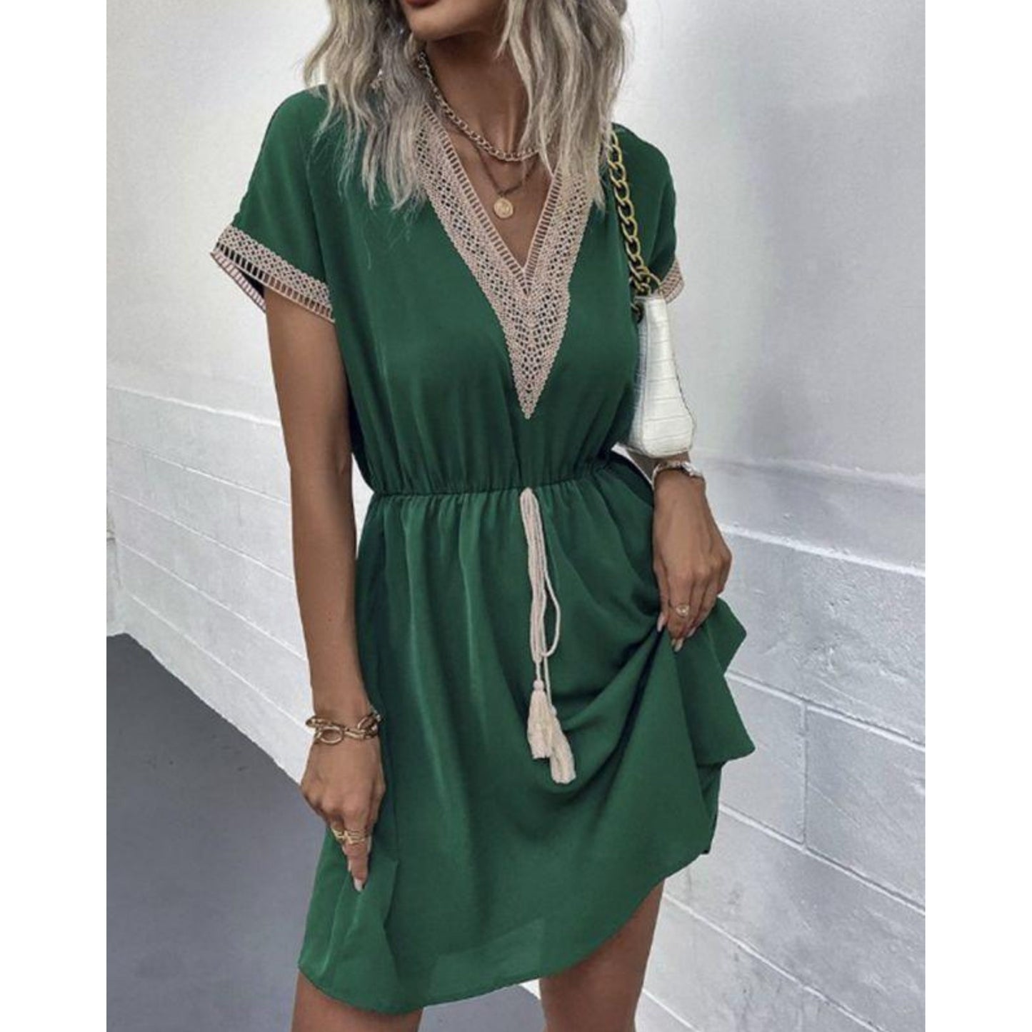 Doris® | Women's mini dress with tassel and drawstring waist