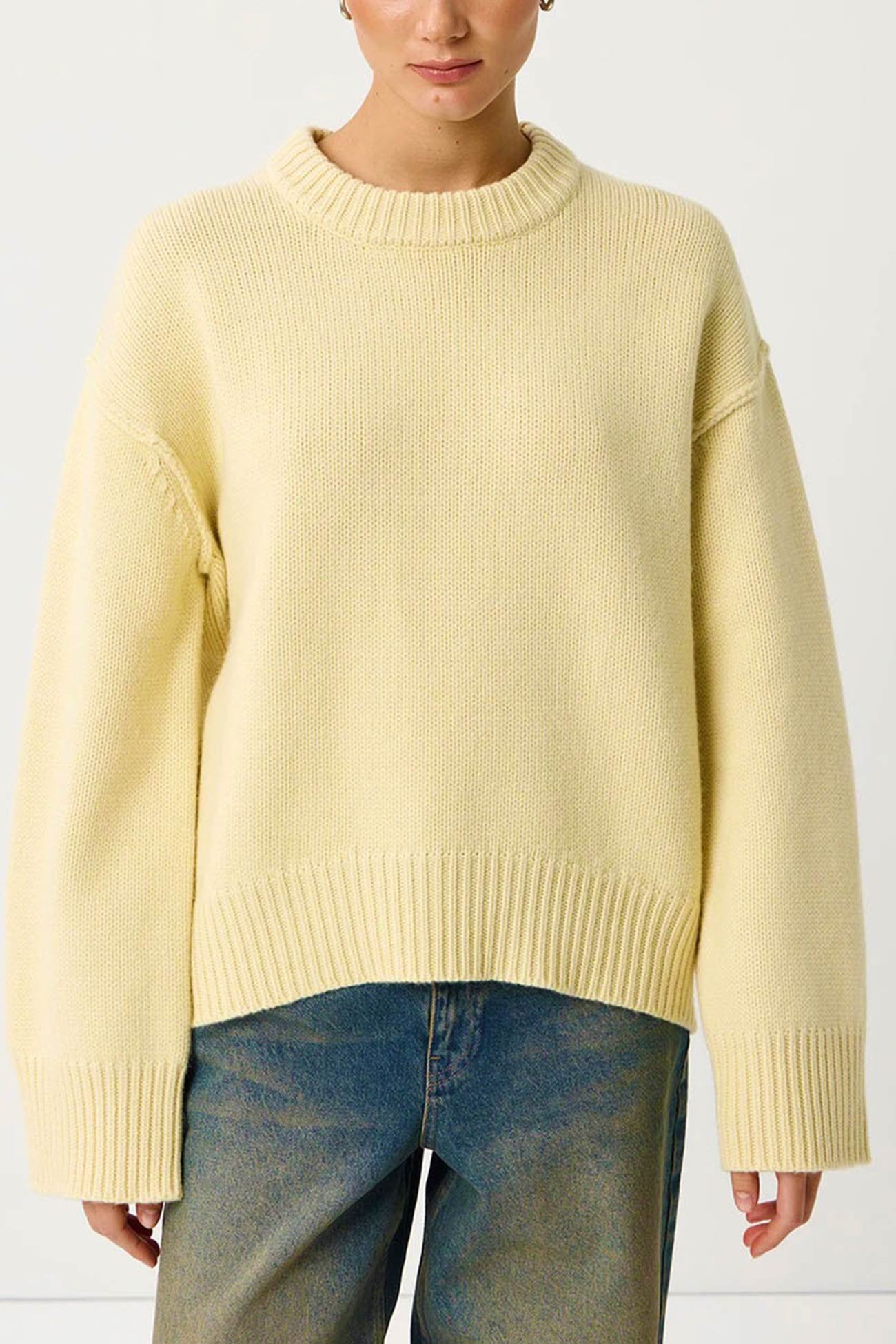 Carmen® | Round Neck Solid Color Pullover Sweater