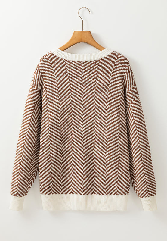 Cándida | Striped long-sleeved sweater with a crew neck