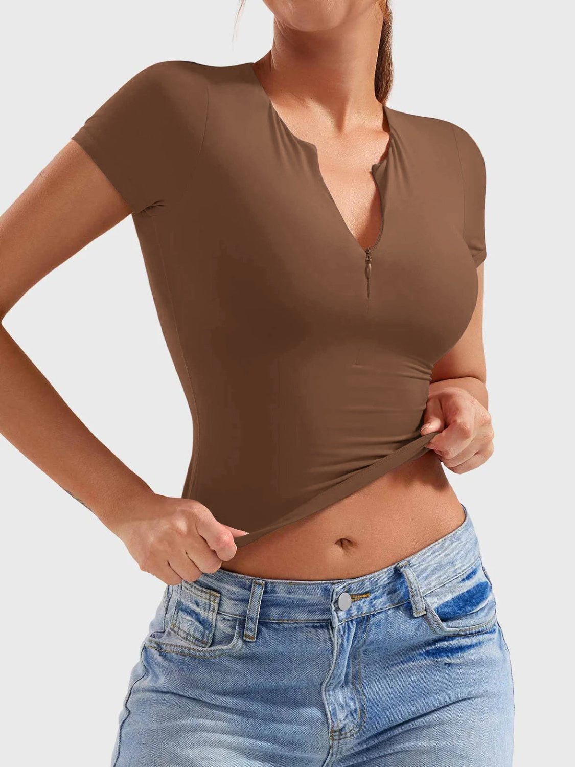 Elena® | Short sleeve half zip t-shirt