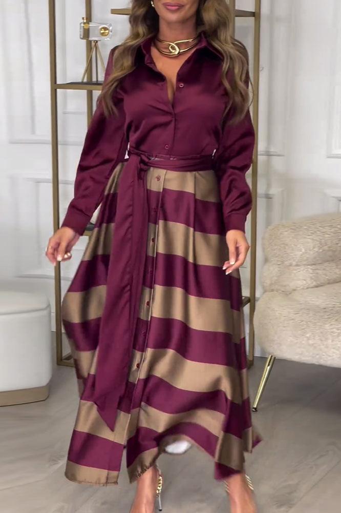 Celeste® | Dress Soft Touch Striped Maxi Dress with Belt