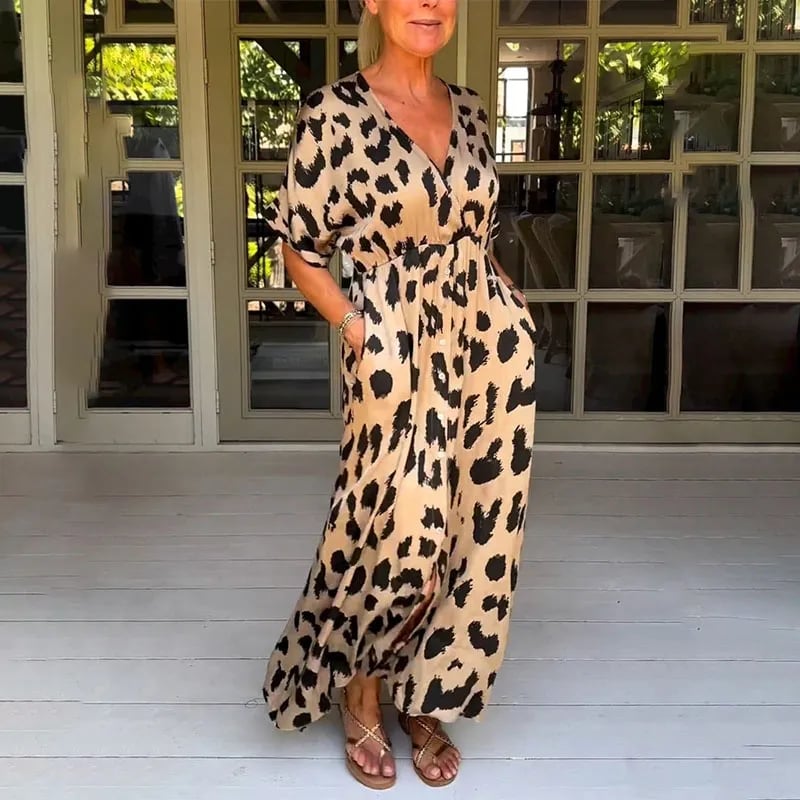 Elara® | Long leopard dress