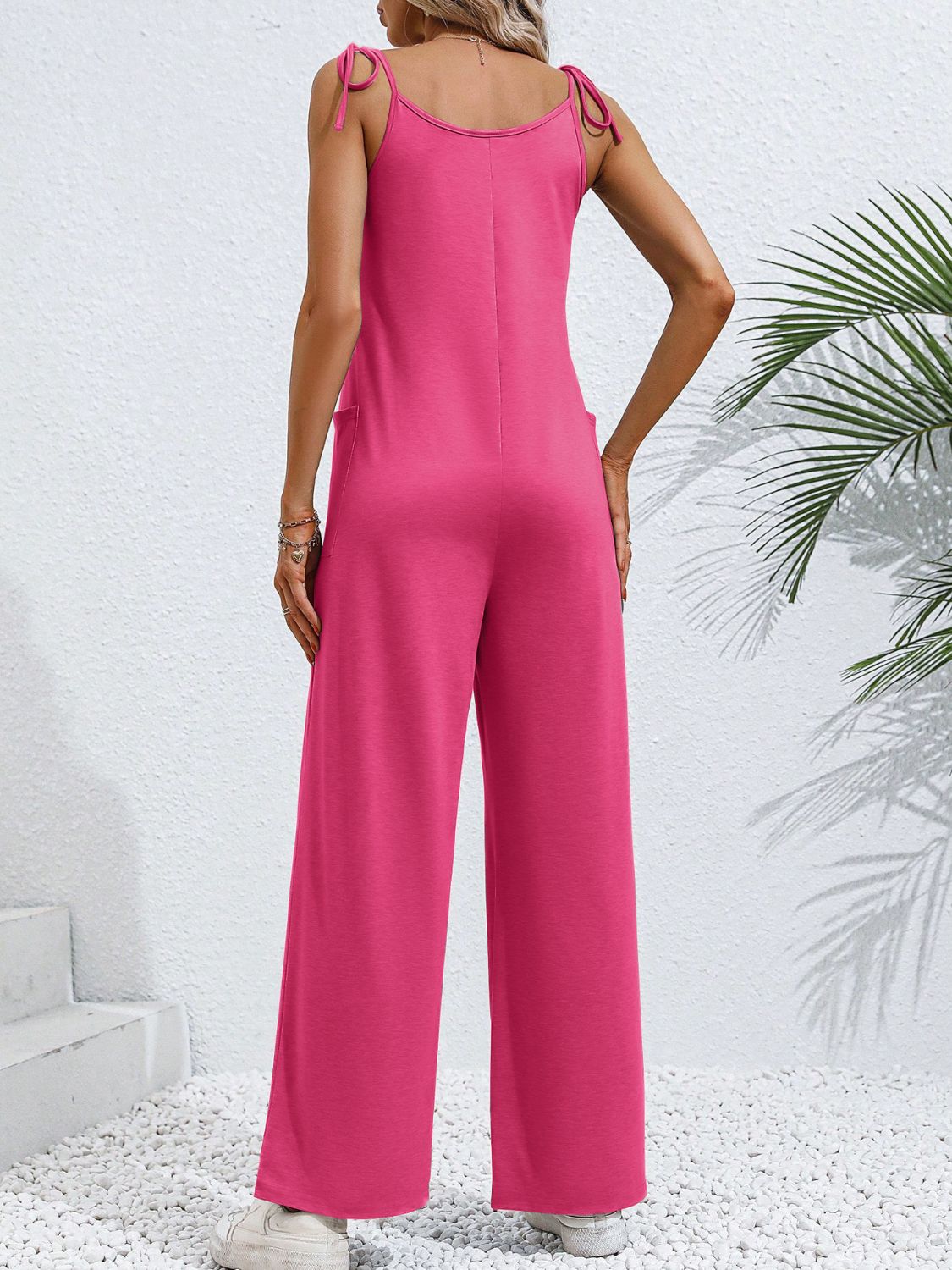 Cielo® | Jumpsuit with a scoop neckline and lace-up shoulders
