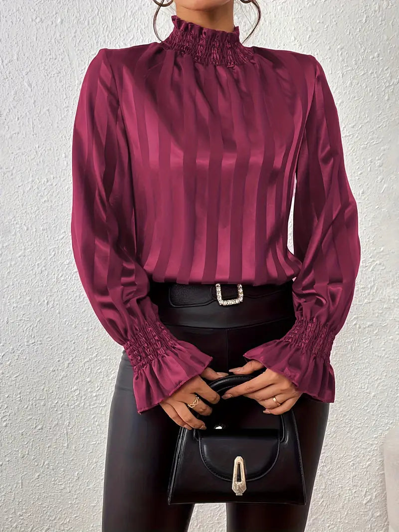Amara® | Elegant Striped Satin Blouse