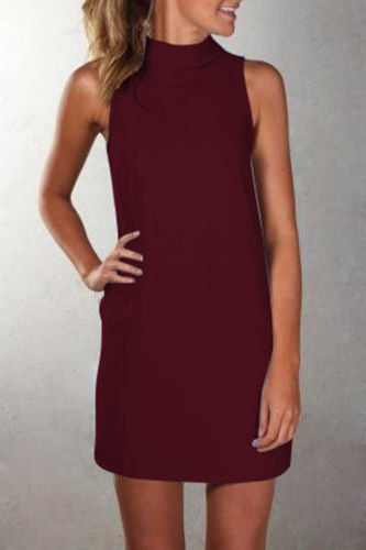 Danna® | Fashionable Casual High Neck Sleeveless Solid Color Dress
