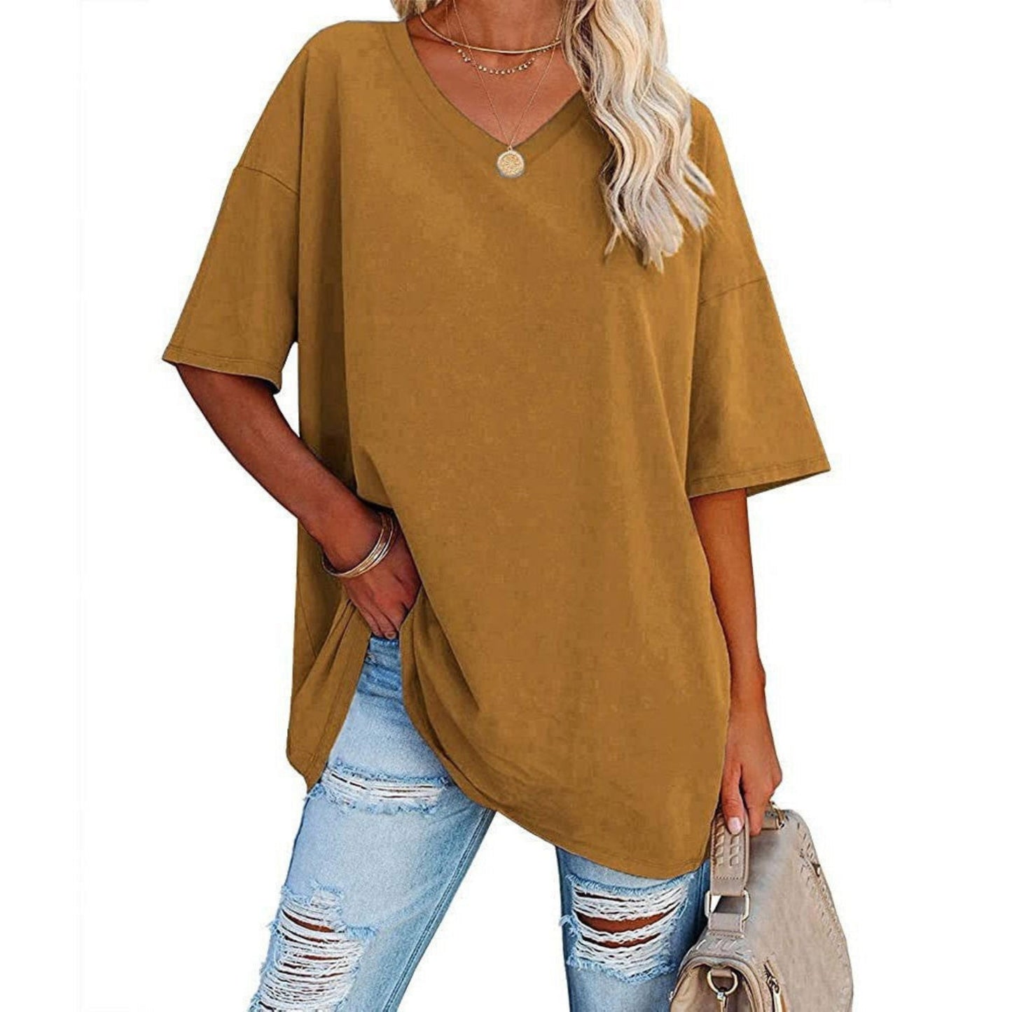 Delia® | Women's oversized V-neck shirt