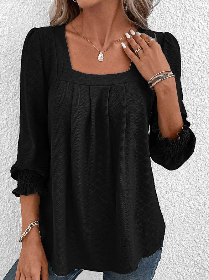 Buchert® | Cotton Blouse With A Square Neckline