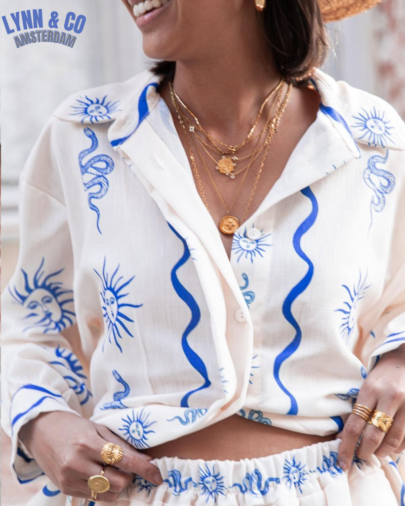 Celeste® | Elegant top with long sleeves and shorts