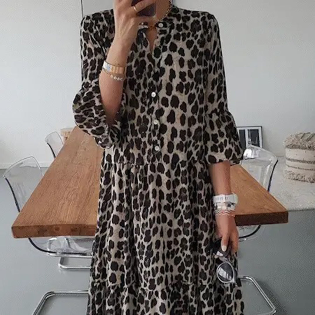Elisa® | Women's leopard print shirt dress