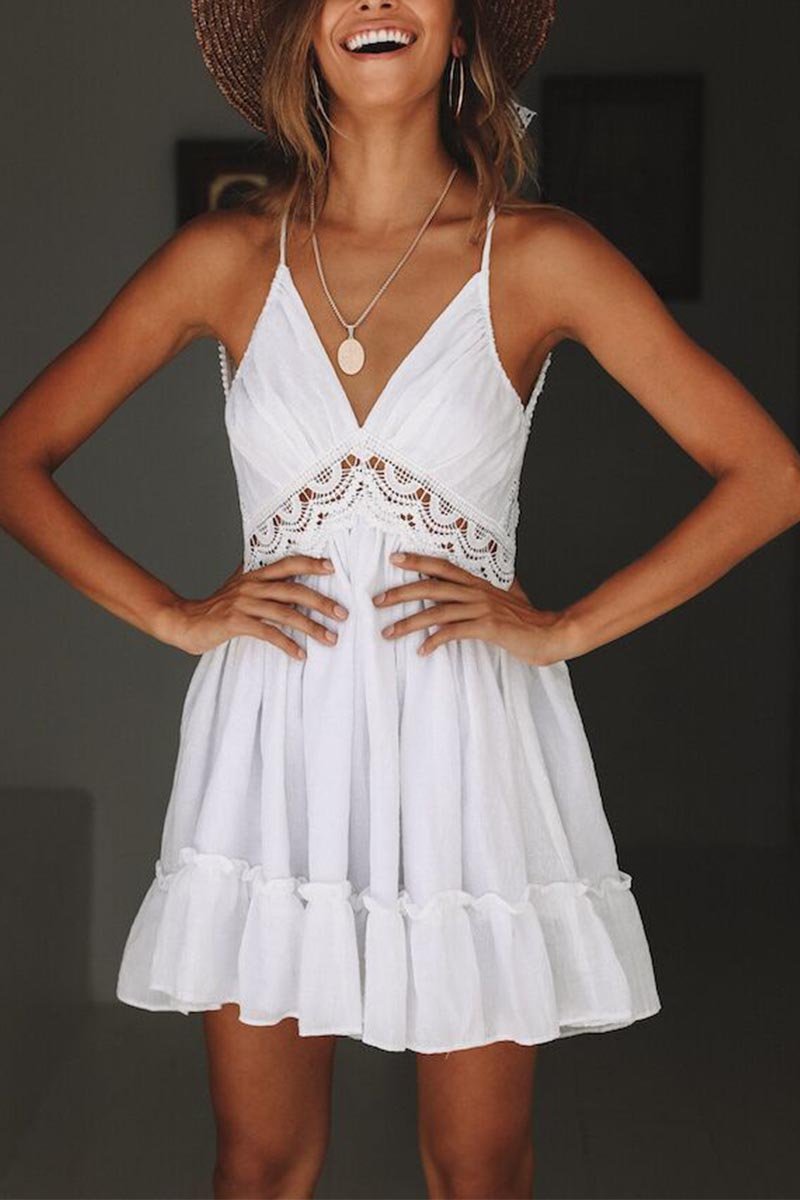 Alida® | Casual Sleeveless Backless Lace Mini Dress