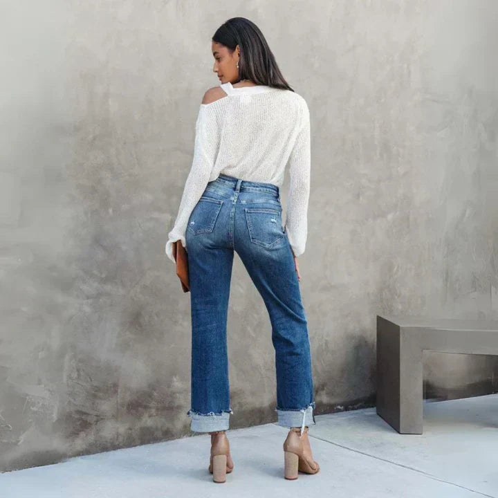 Joan | High-Waisted Cropped Jeans with Wide Legs