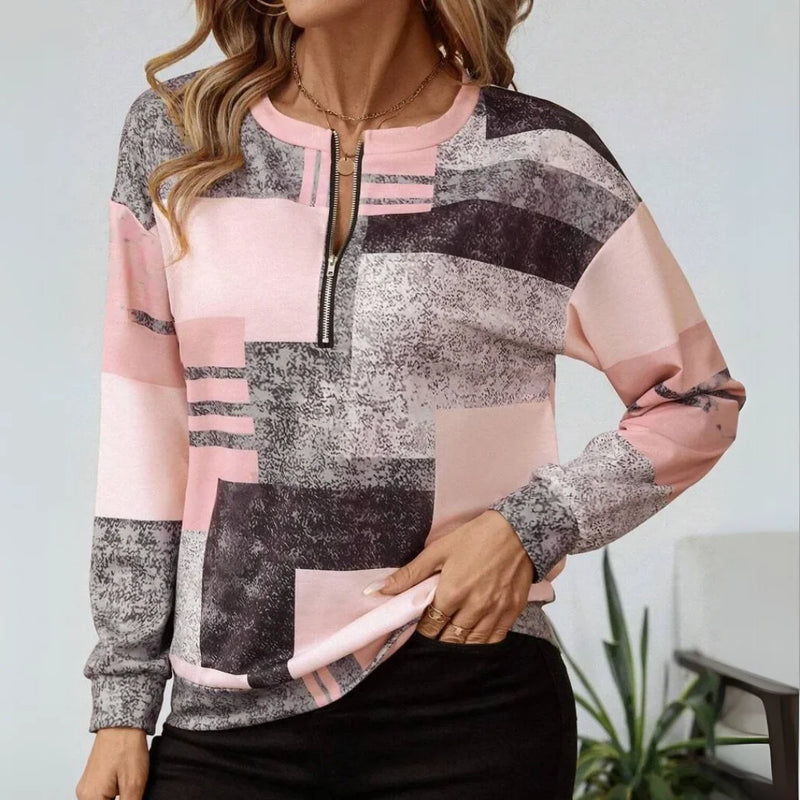 Adriana® | Printed half zip top