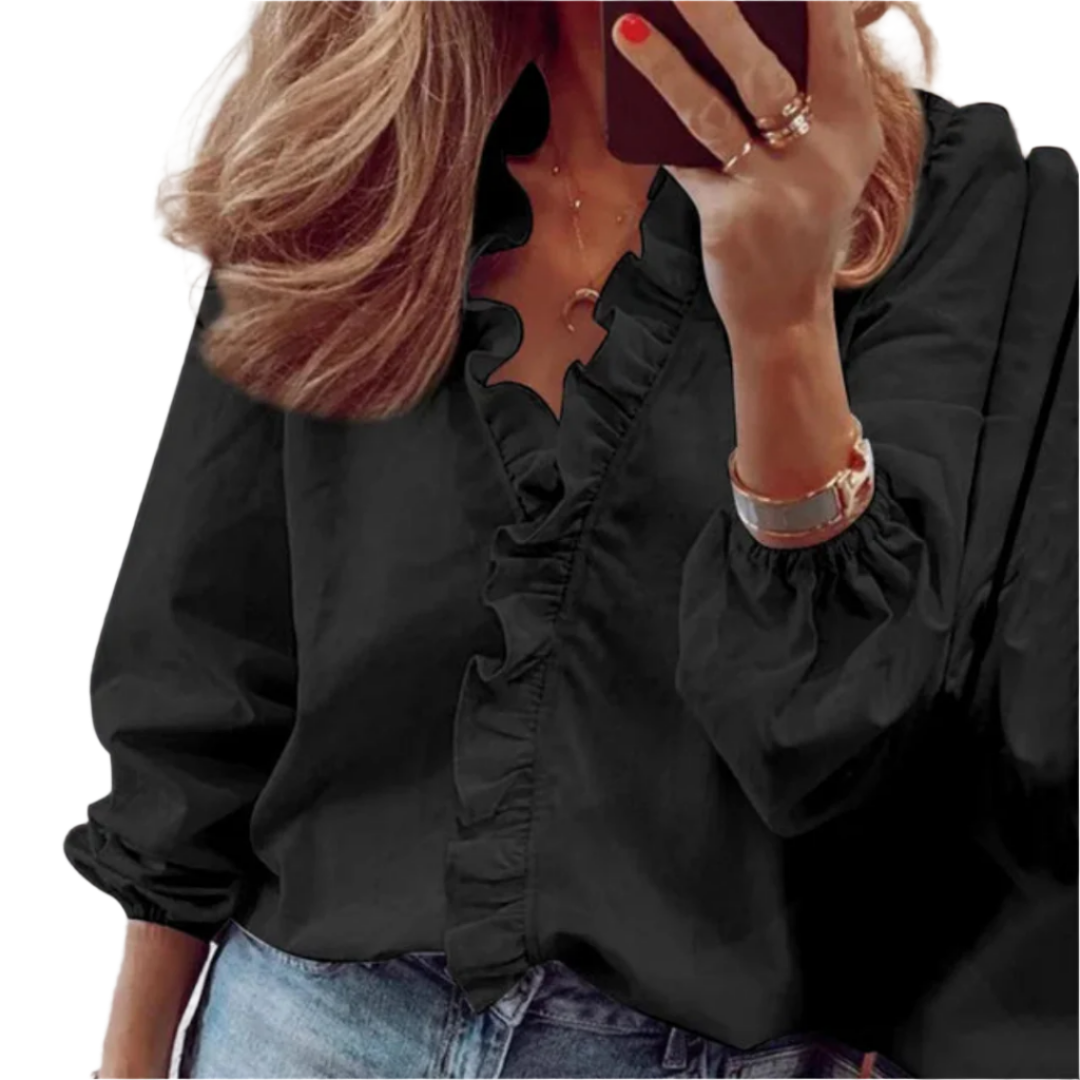 Amalberga® | Women'S Ruffle Top With Elastic Band Sleeves