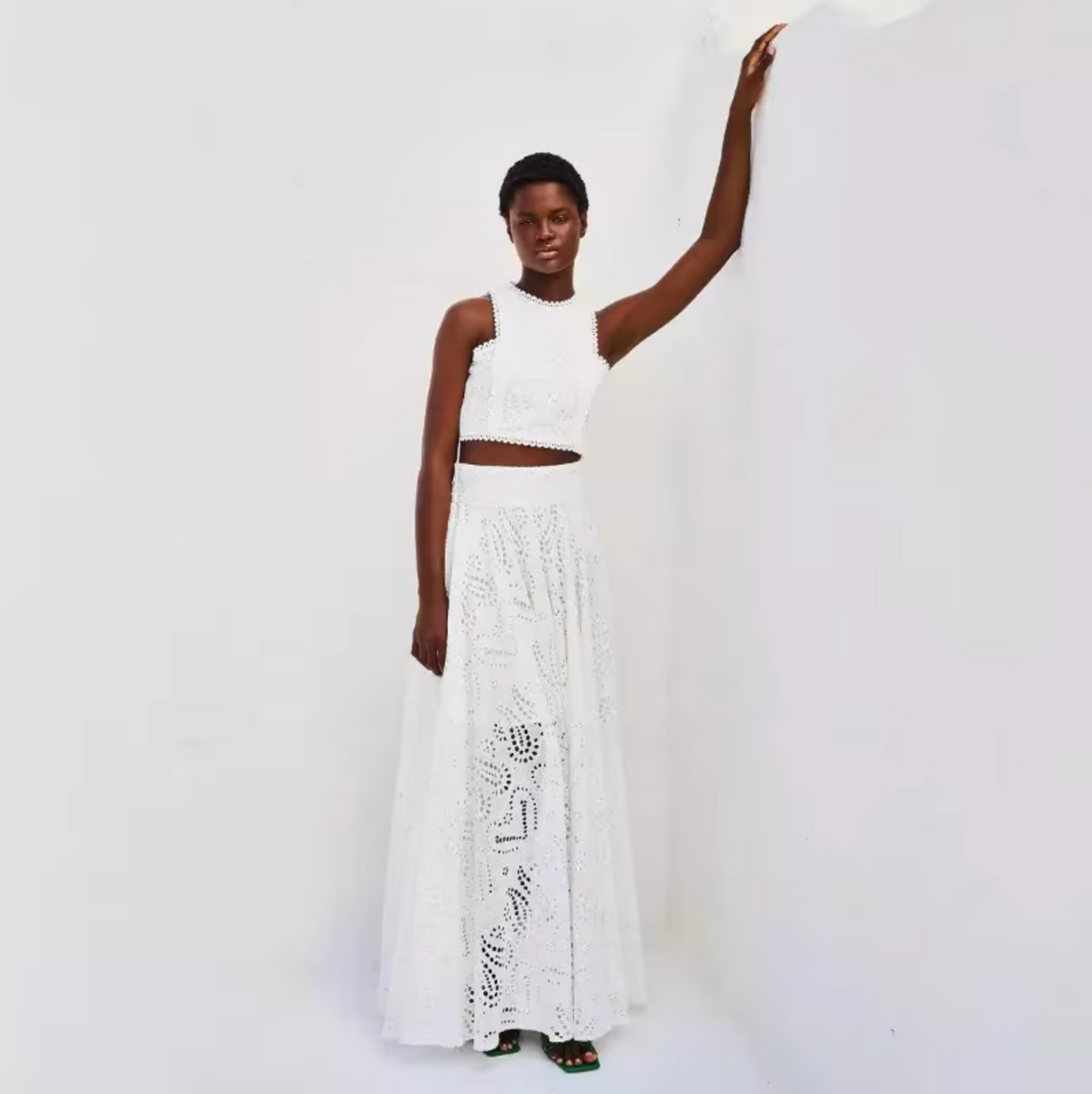 Elisa® | Short top and long skirt made of cotton linen