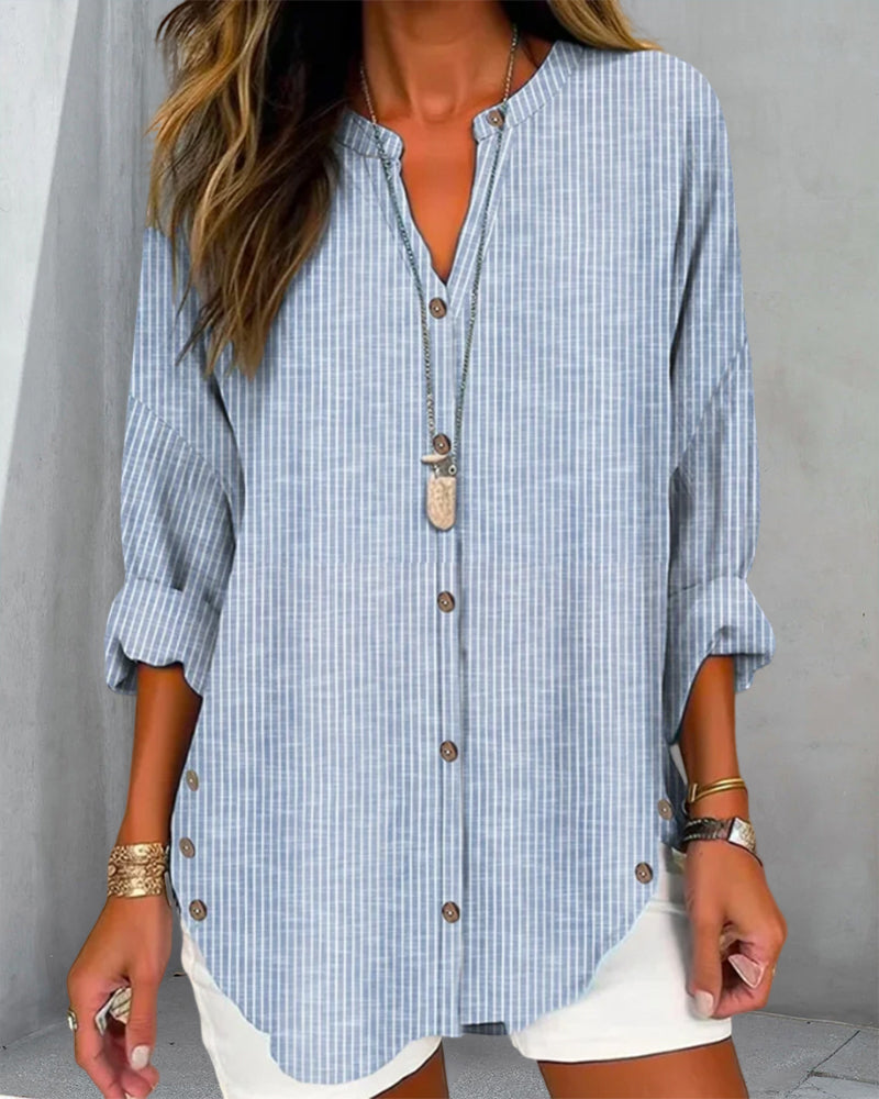 Belisa® | Stylish V-Neck Top With Stripes