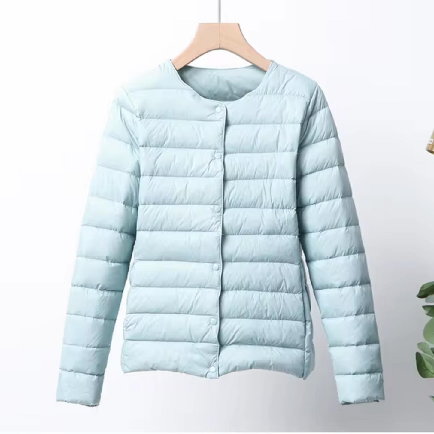 Women’s Down Jacket – Slim Fit – Lightweight Quilted – Collarless – Hip Length