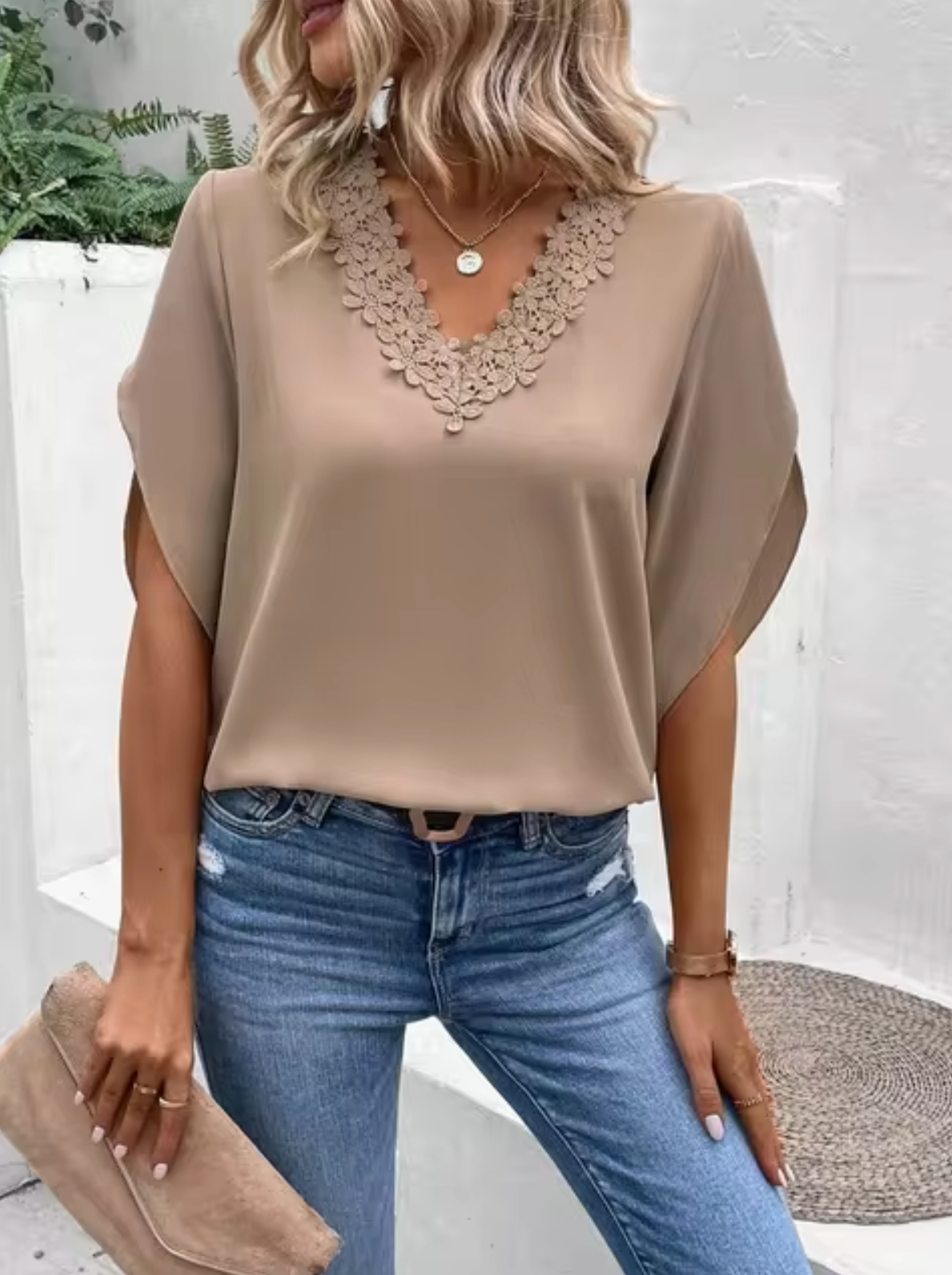 Elena® | Lace V-Neck Shirt