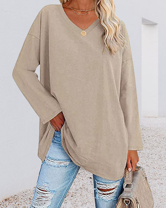 Briham® | Colorful Women'S Blouse With Long Sleeves And V-Neck
