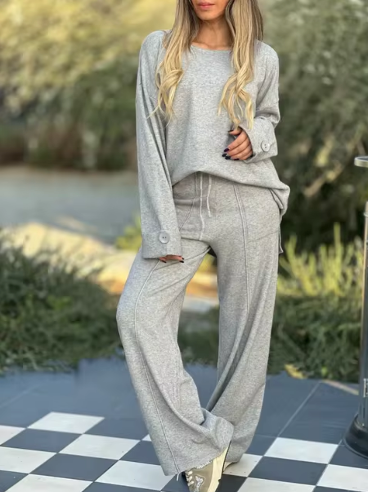 Artemizia® | Long Sleeve And Wide Leg Pants Set