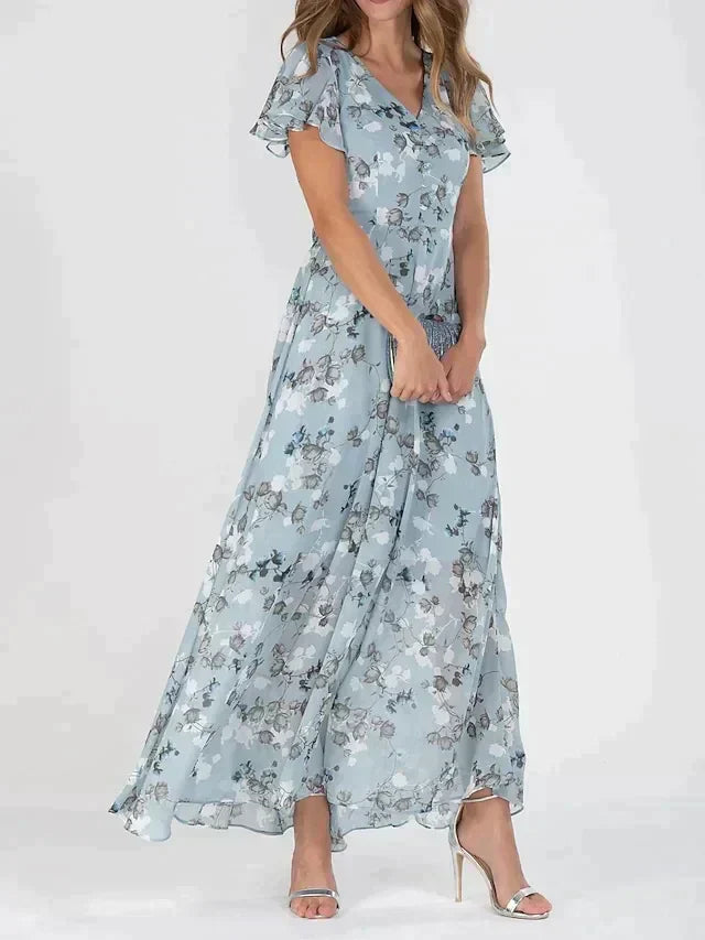 Marit | Elegant Floral V-Neck Maxi Dress