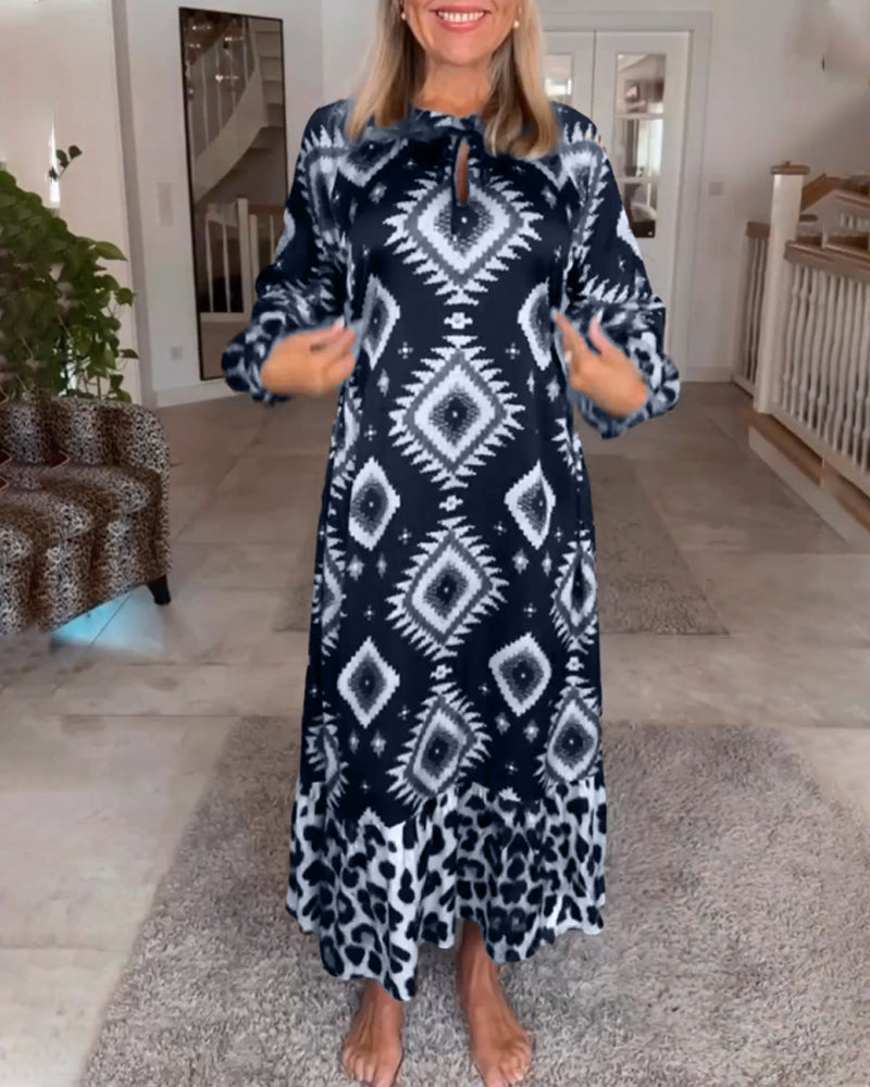 Eleonora® | Long Sleeve Dress With Geometric Print