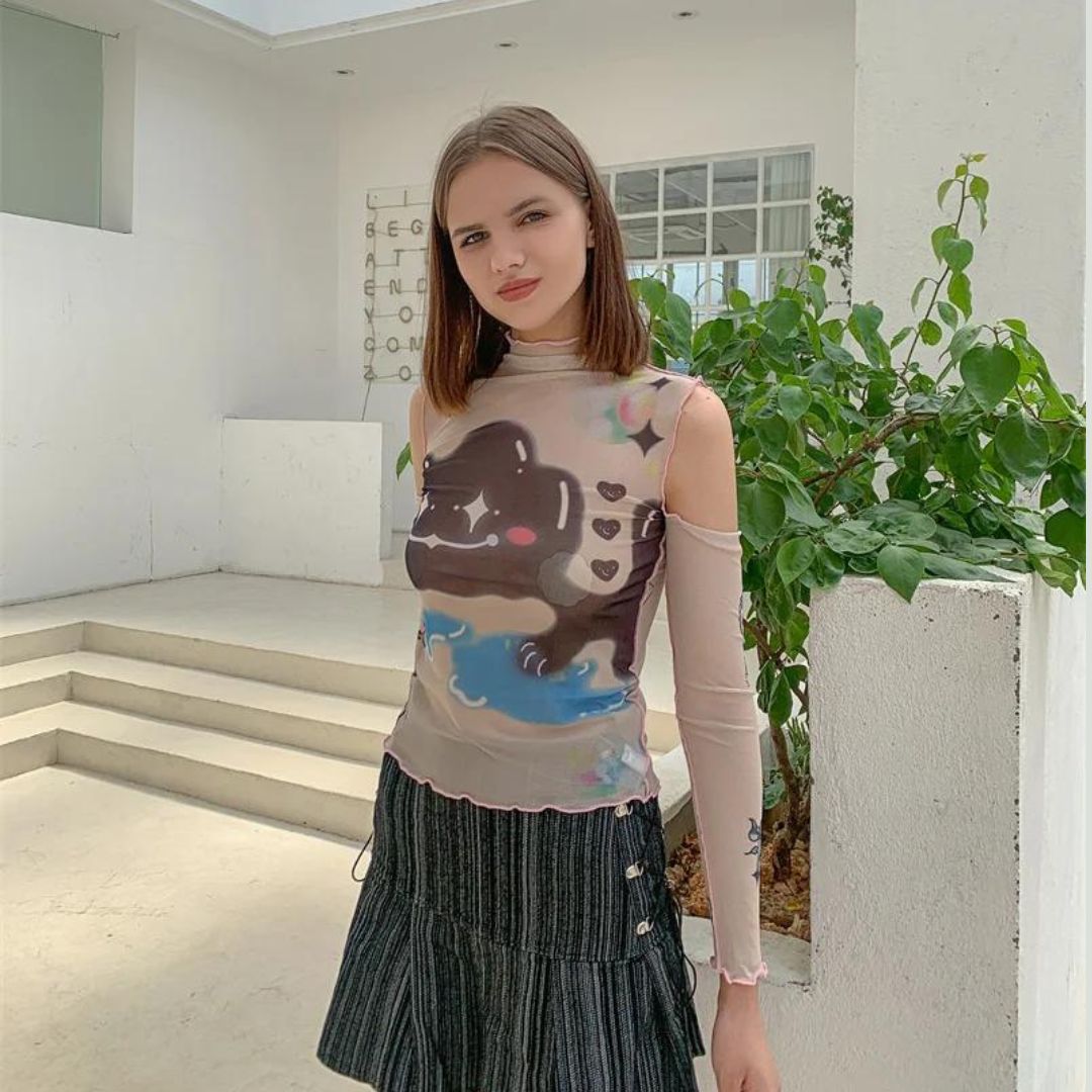 Bruss® | Transparent Long-Sleeved Shirt With Abstract Print