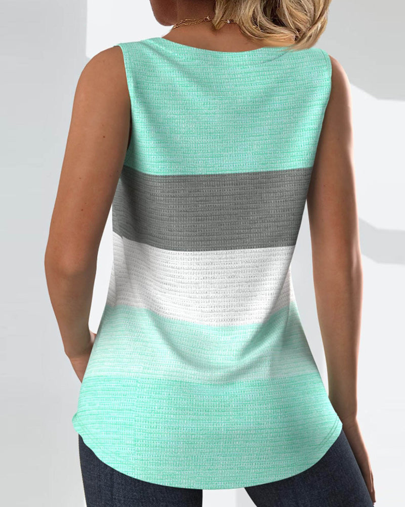 Dolores® | Striped tank top with buttons and pleats