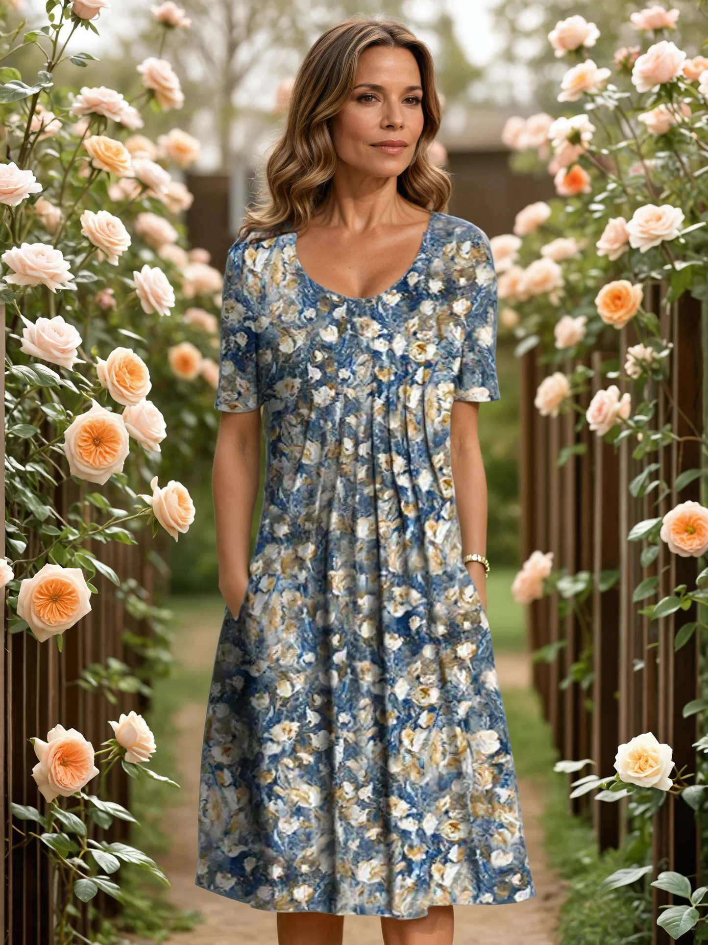 Christina | Elegant Floral Dress with Pockets