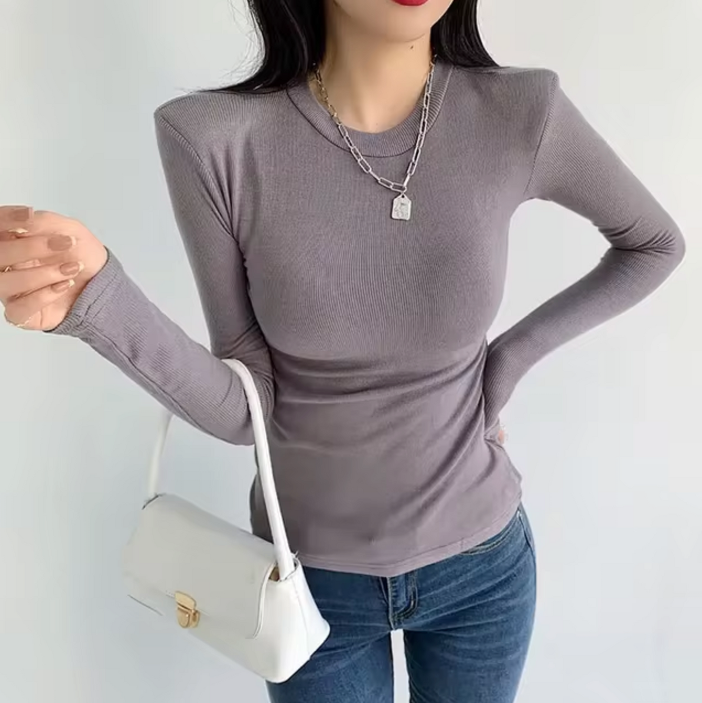 Cristina® | Long-sleeved shirt with shoulder pads