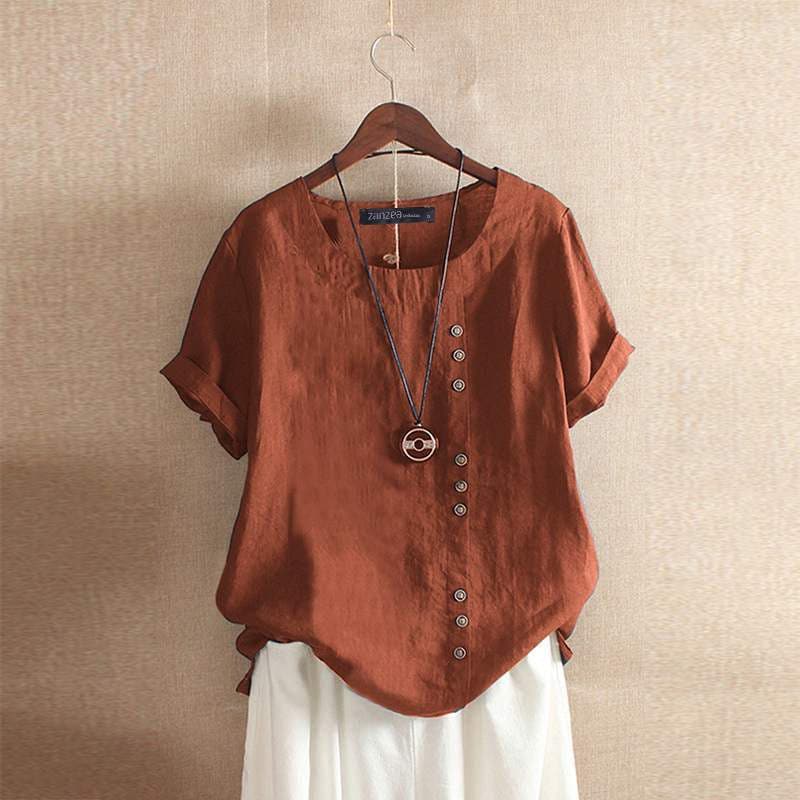 Deborah | Cotton Casual Blouse with Button Detail