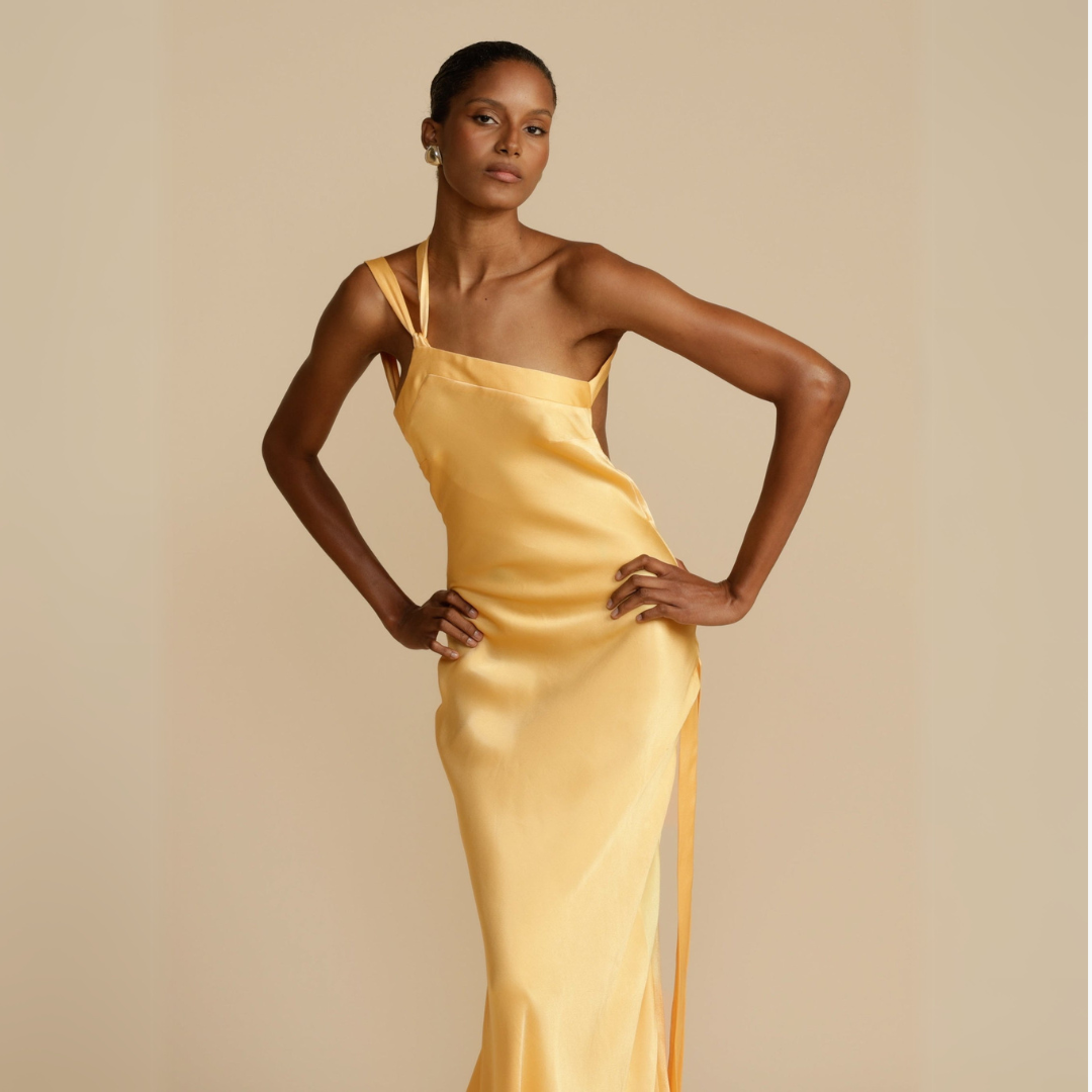 Michelle | Elegant Yellow One-Shoulder Maxi Dress for Modern Women