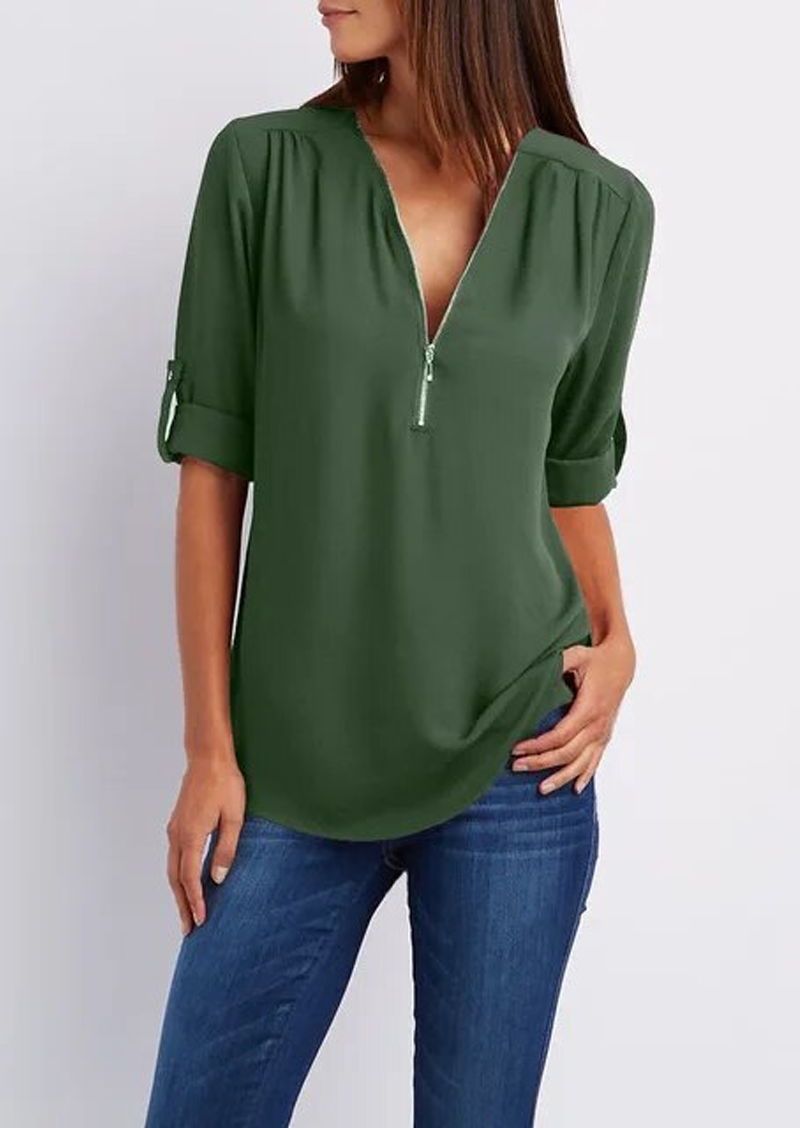 Breanna® | Chiffon Blouse With Zipper