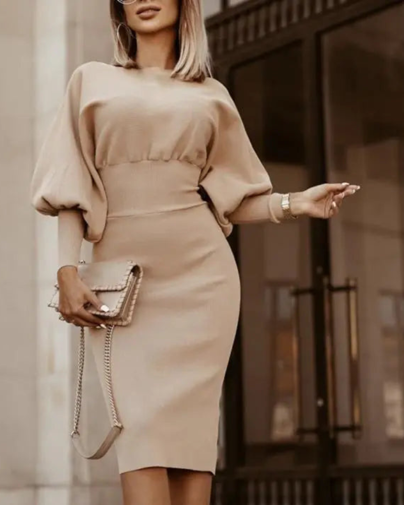 Costanza® | Elegant Midi Dress With Puff Sleeves