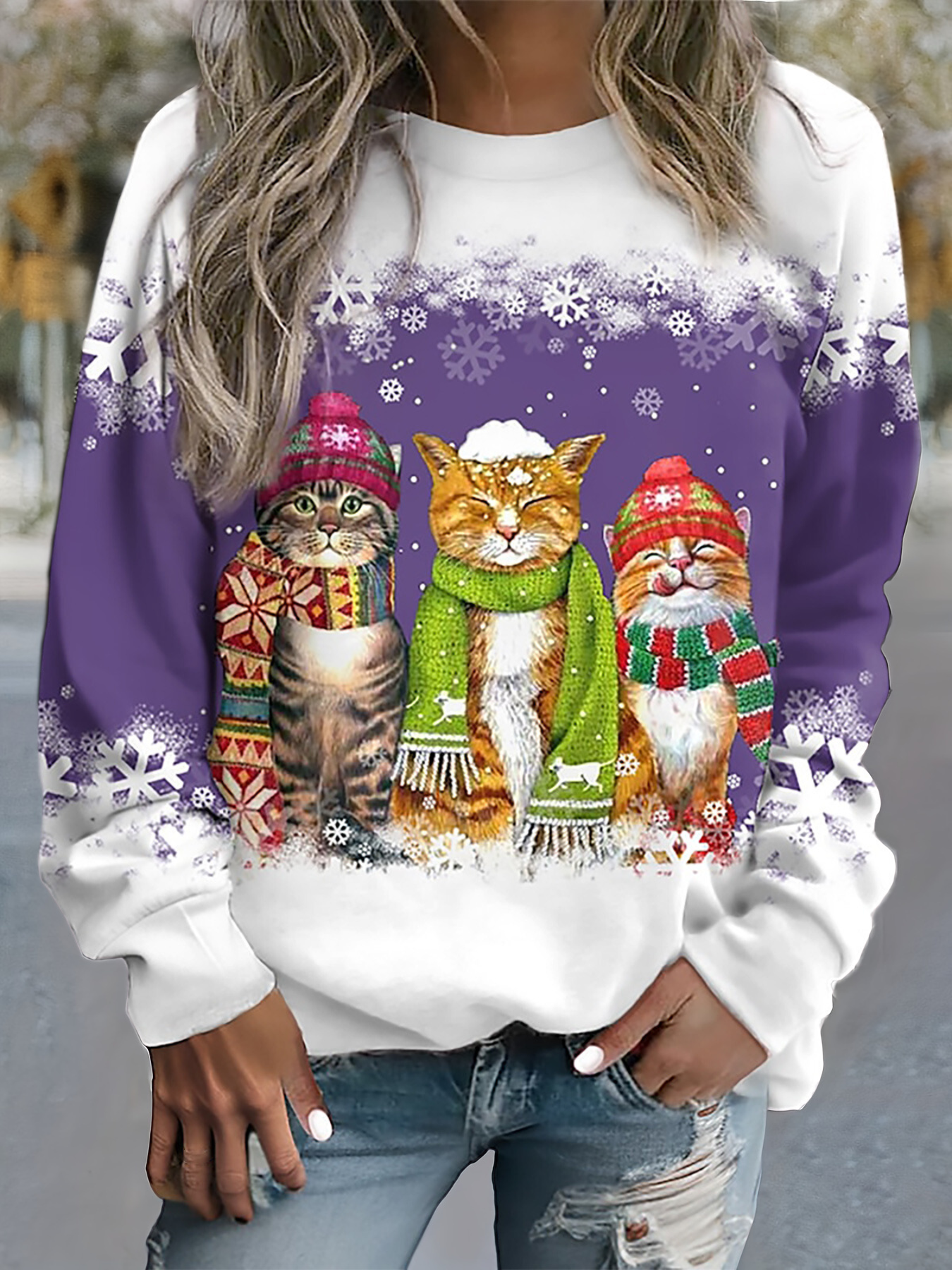 Aurora® | Comfortable winter sweatshirt with cat motifs