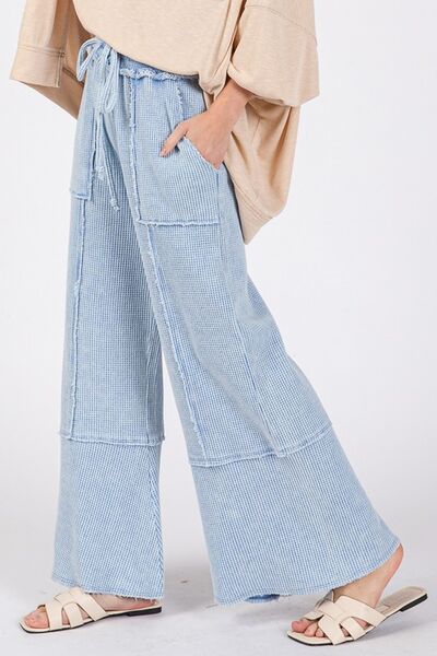 Adeline® | Structured, mineral-washed wide-leg trousers