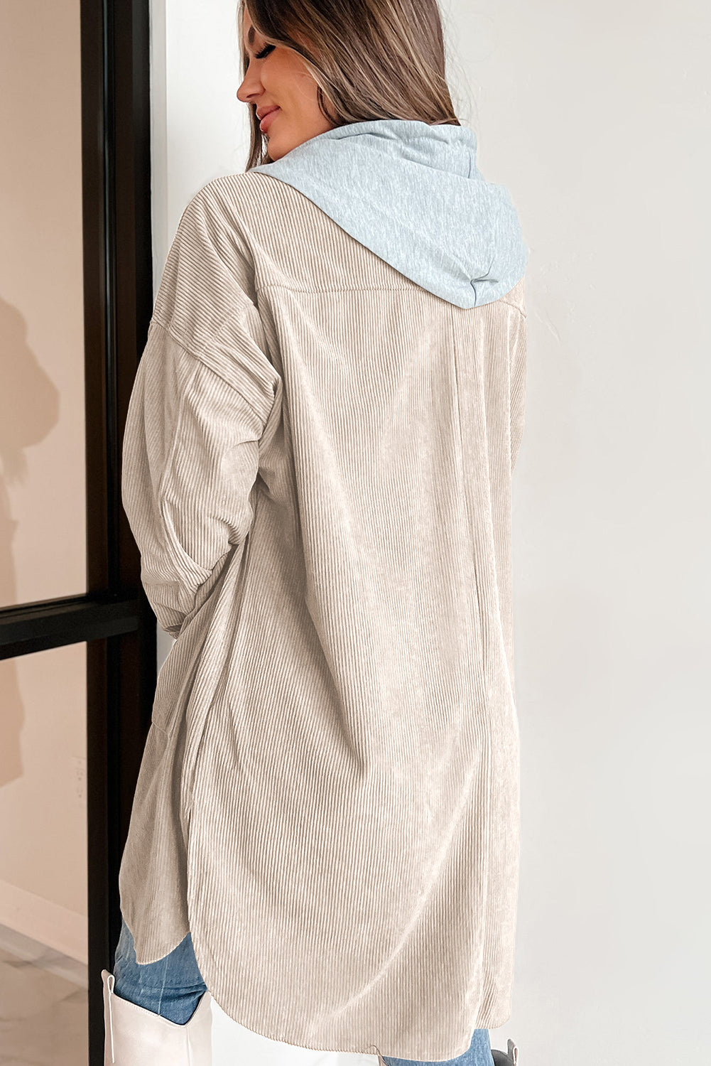 Belinda® | Long sleeve hooded jacket with drawstring and buttons