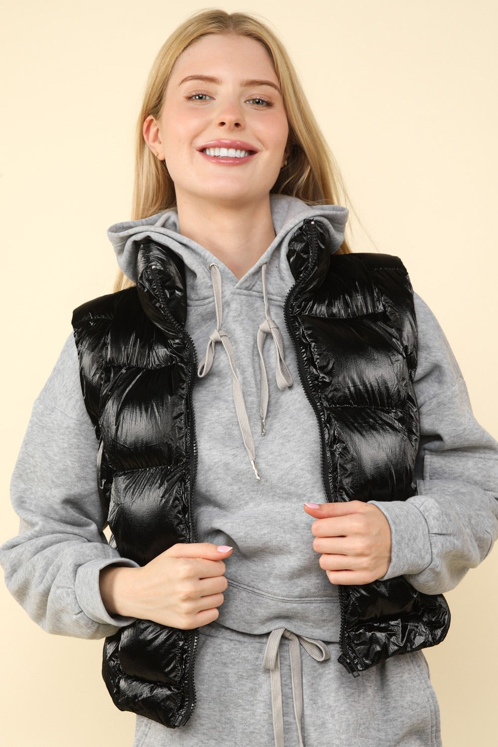 Dagmar® | Shiny metallic puffer vest with zip fastening