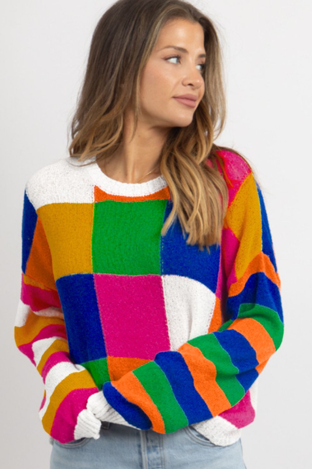 Crispina | Color block sweater with a crew neck and long sleeves